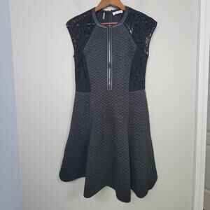 Rebecca Taylor Black Fit and Flare Dress Size 6 Zip Front